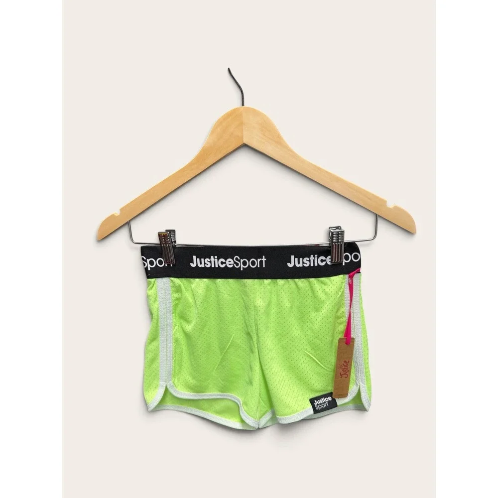 Justice Sport Girls Neon Lime Green Mesh Athletic Dolphin Shorts Size M 10 NWT